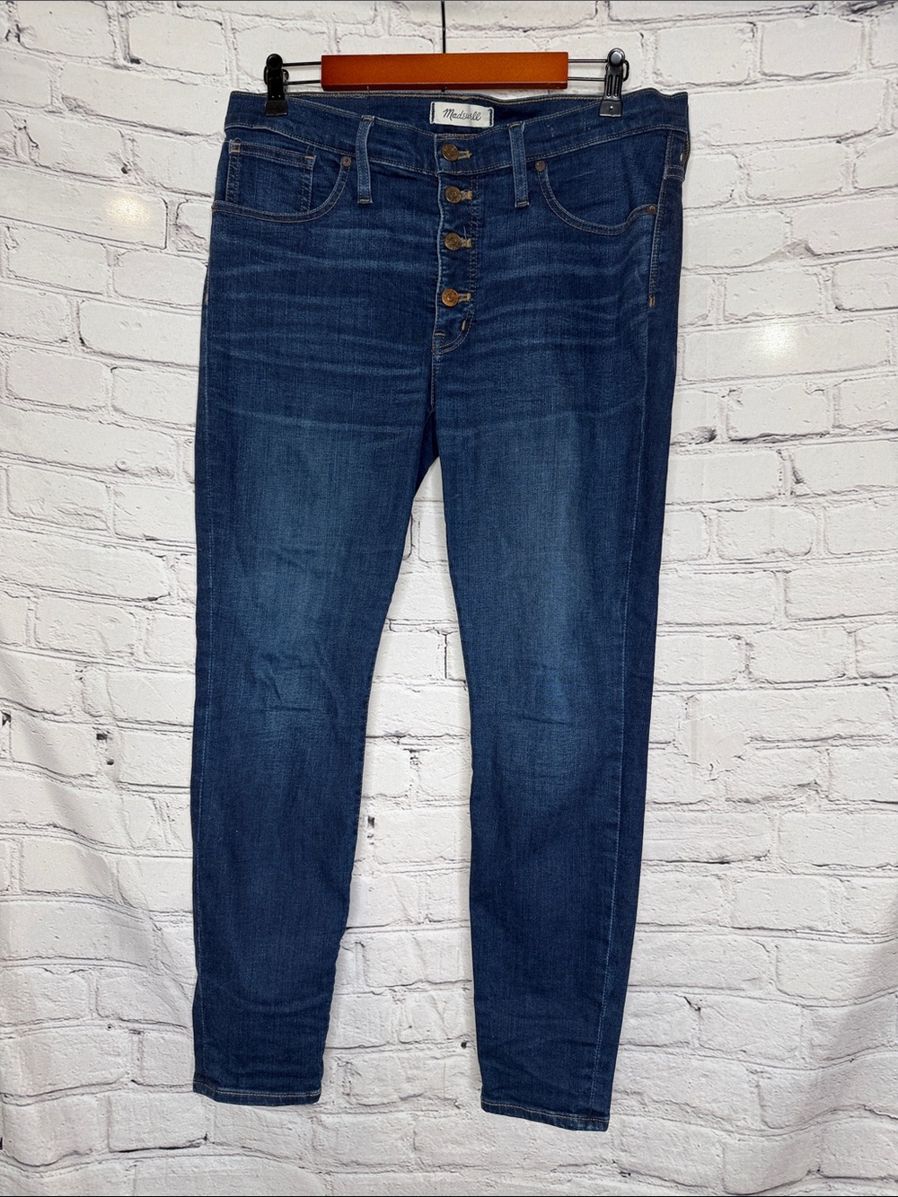 Madewell Dark Blue High-Rise Button-Fly Skinny Jeans Size 31 Petite